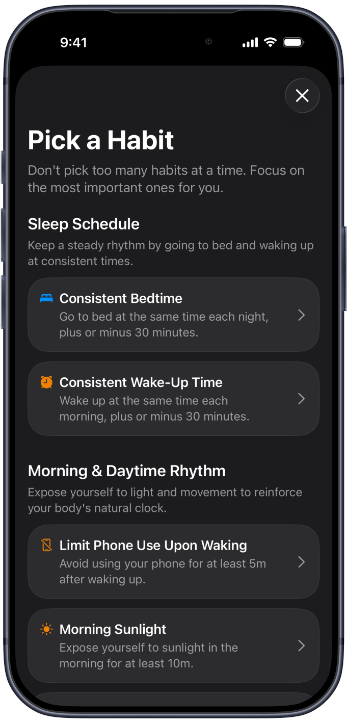 Pick a habit in Supersleep