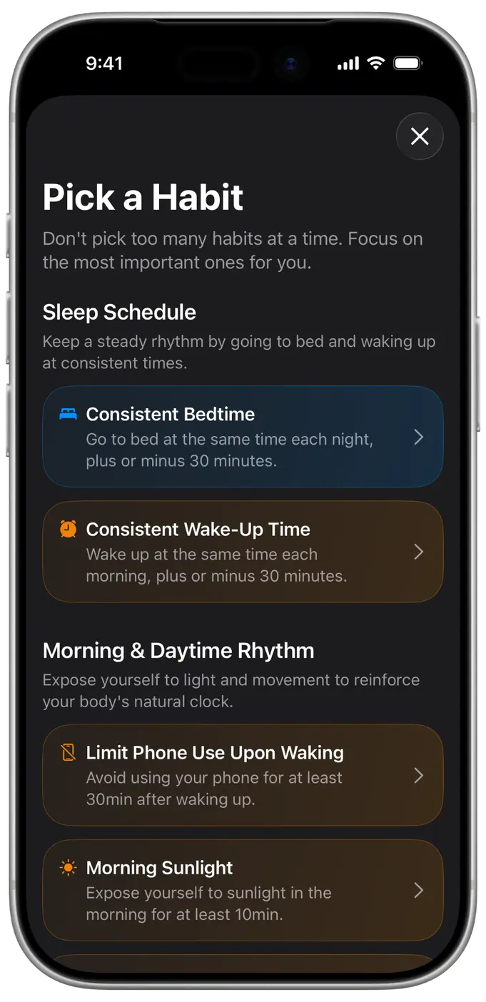 Pick a habit in Supersleep