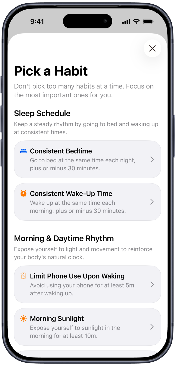 Pick a habit in Supersleep