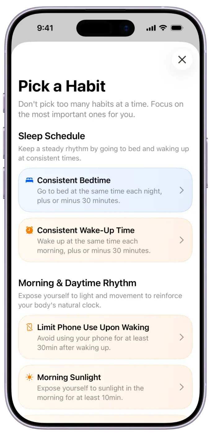 Pick a habit in Supersleep
