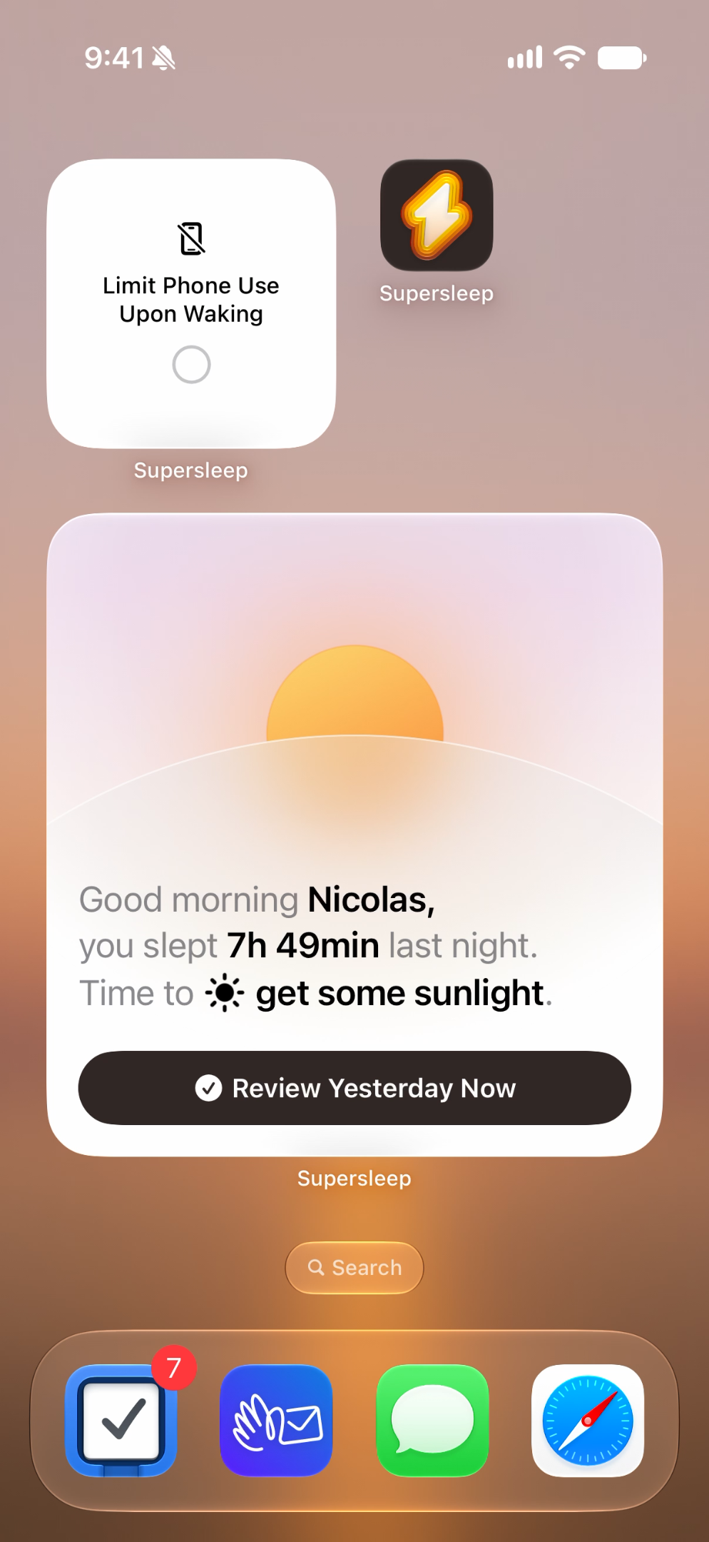 Morning summary and habit widgets